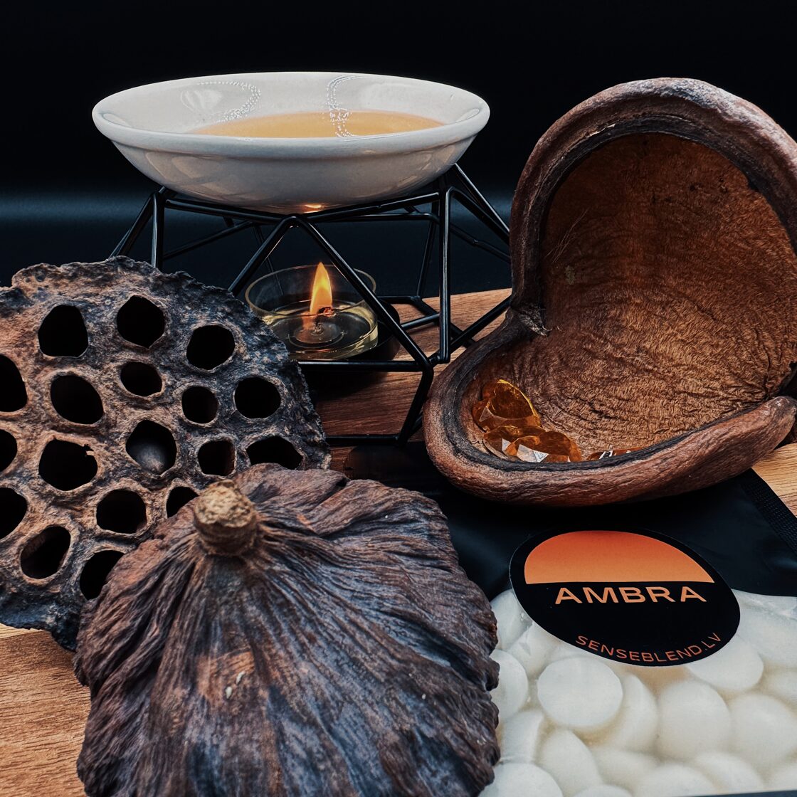 AMBRA kausējamais vasks | Kā silts, mīļš apskāviens vēsā vakarā — dziļš, piesātināts un nomierinošs, kas apņem ar maigu siltumu un iekšēju mieru | SenseBlend